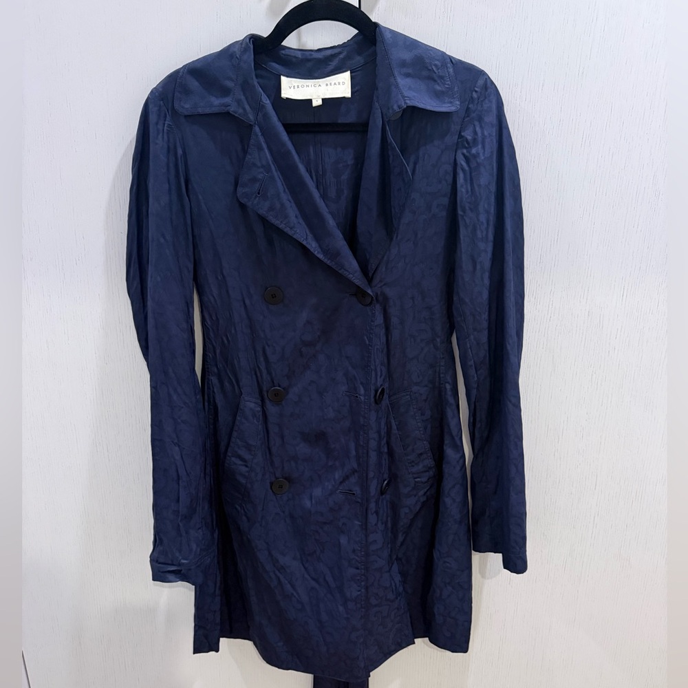 Veronica Beard Deep Navy Satin Trench Coat